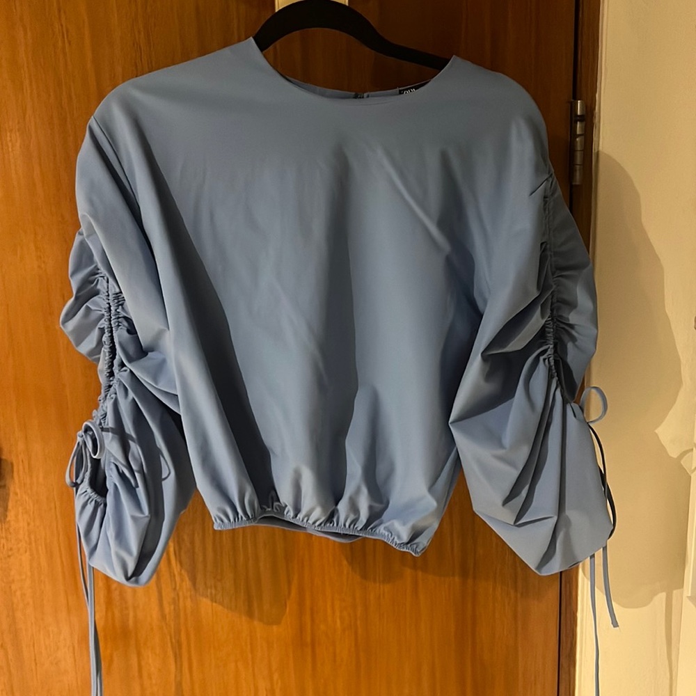 small zara top blue